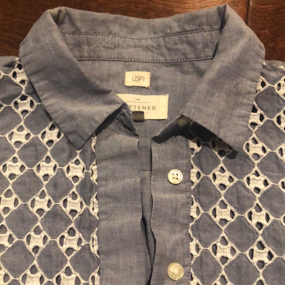 LOFT Chambray Eyelet Shirt - Picture 7 of 7